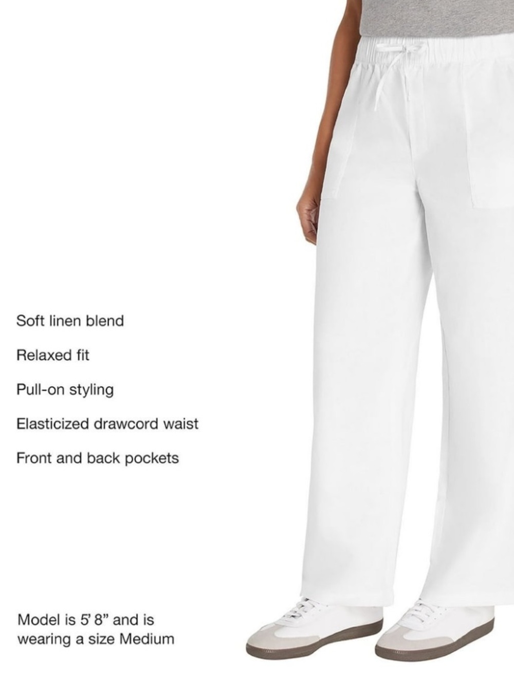 GAP White Elastic Waist Wide-Leg Pants - Picture 4 of 5